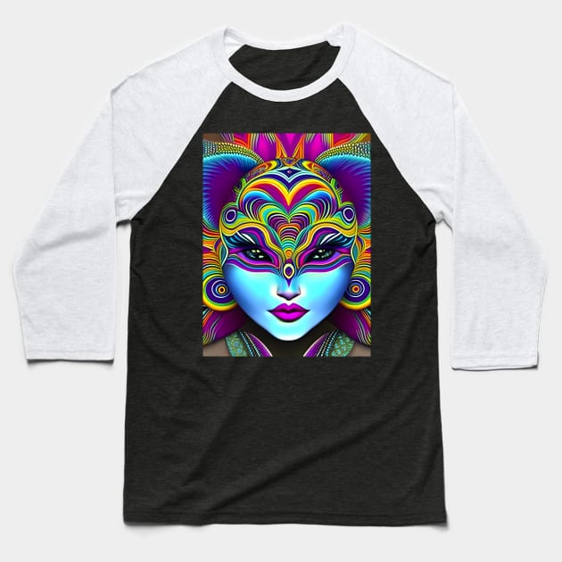 Catgirl DMTfied (9) - Trippy Psychedelic Art Baseball T-Shirt by TheThirdEye